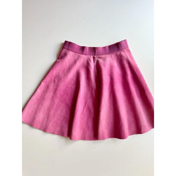 3.1 PHILLIP LIM Fuchsia Pink Sheep Skin Leather Suede Circle Mini Skirt, Size 4 - Picture 9 of 16